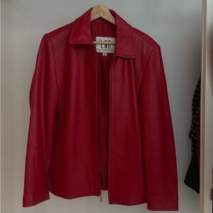 Women's Red Leather Jacket